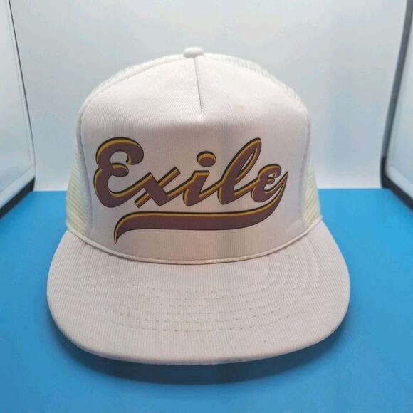 Vintage Exile Trucker Foam Rope Snapback Hat Cap White - Picture 1 of 8